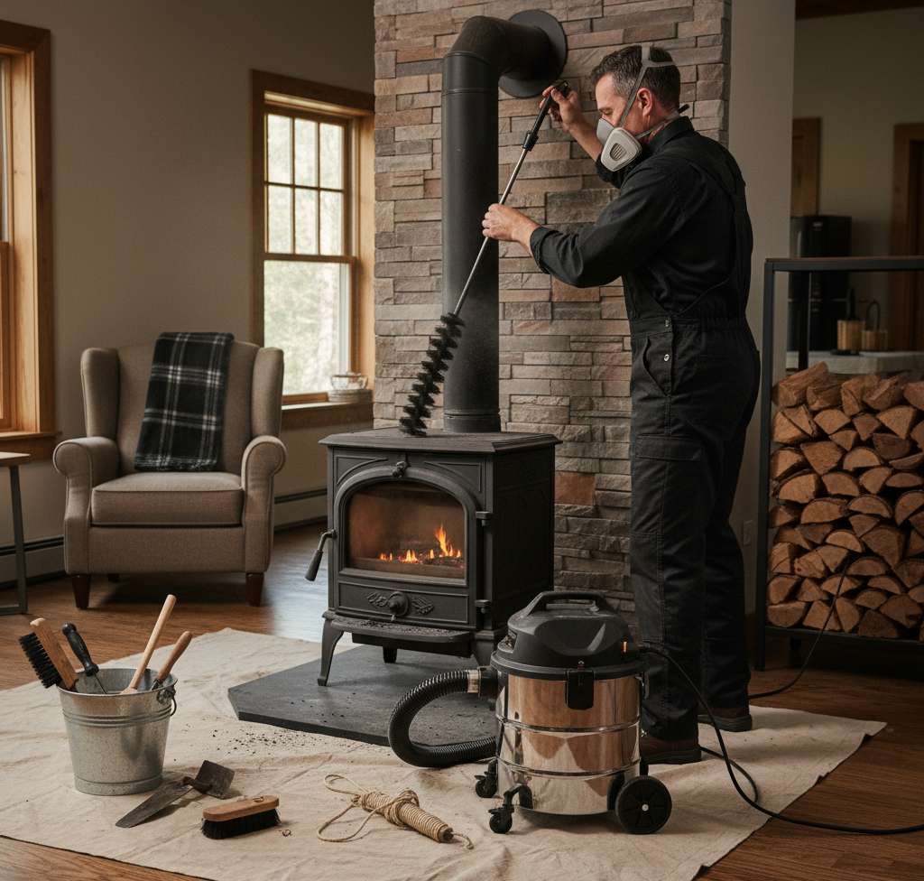Travaux de ramonage de poêle à bois